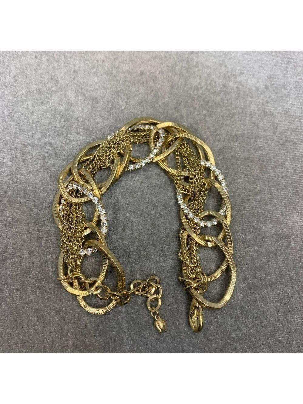 GOLD tone chain cubic zirconia braided bracelet